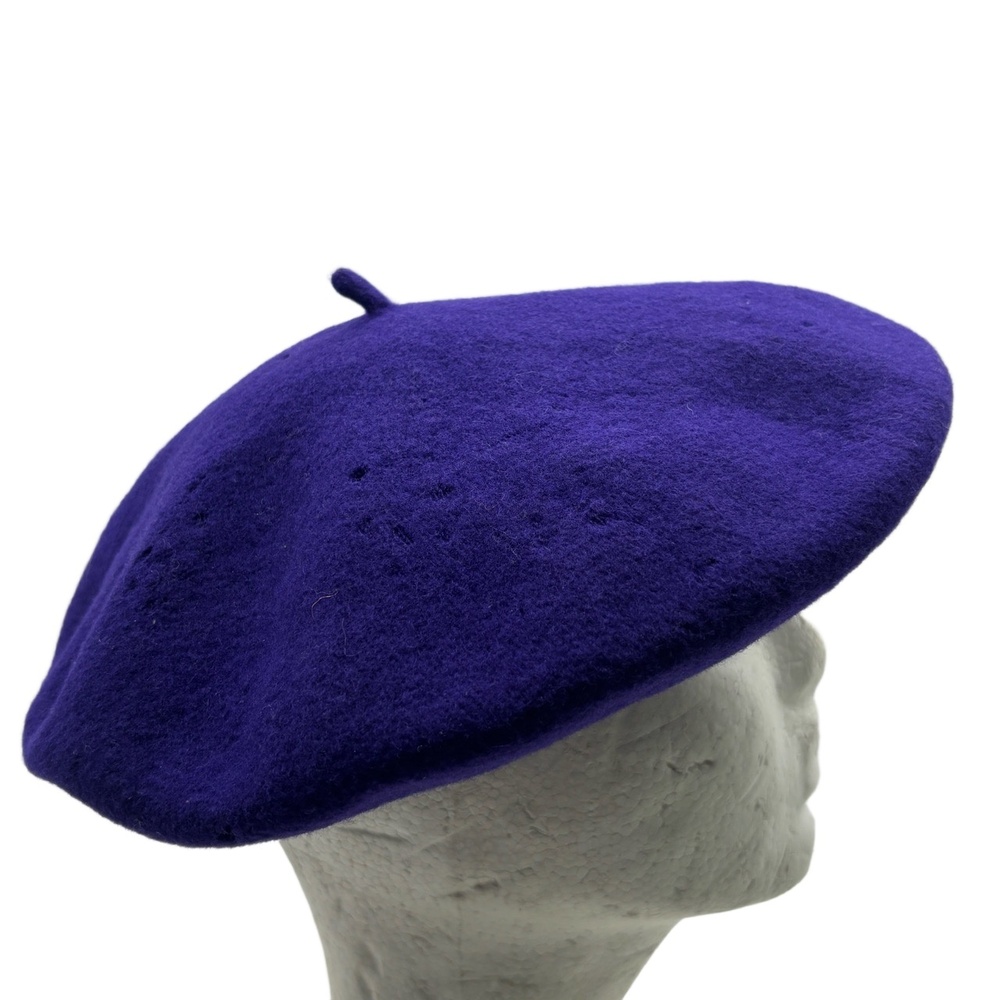 Vintage Beret Basque De Luxe 100% Wool Purple Beret Made in Czech Republic